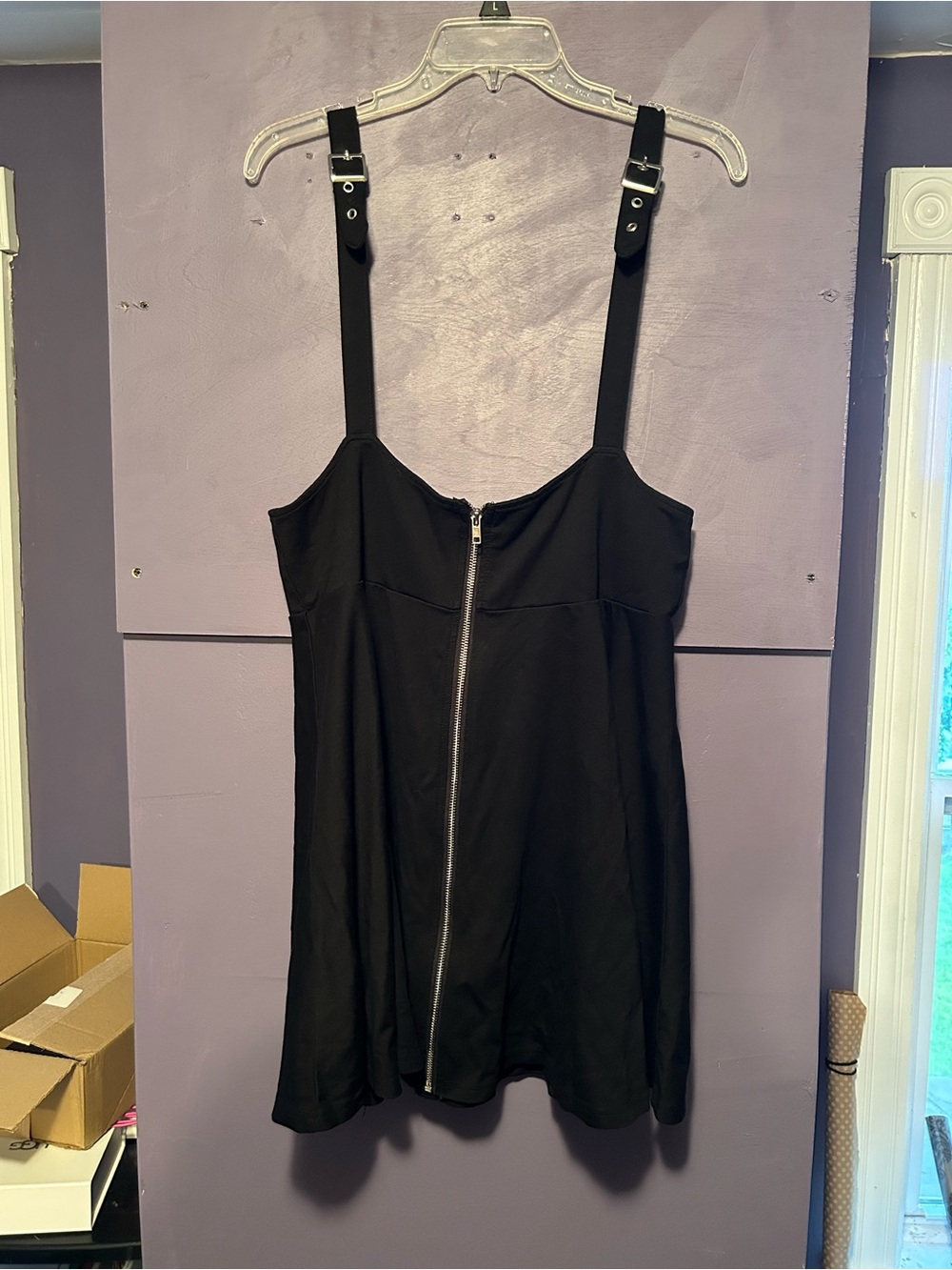 Killstar black zip up mini dress with adjustable straps 3x